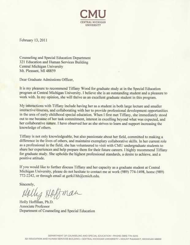 letter of recommendation graduate school template