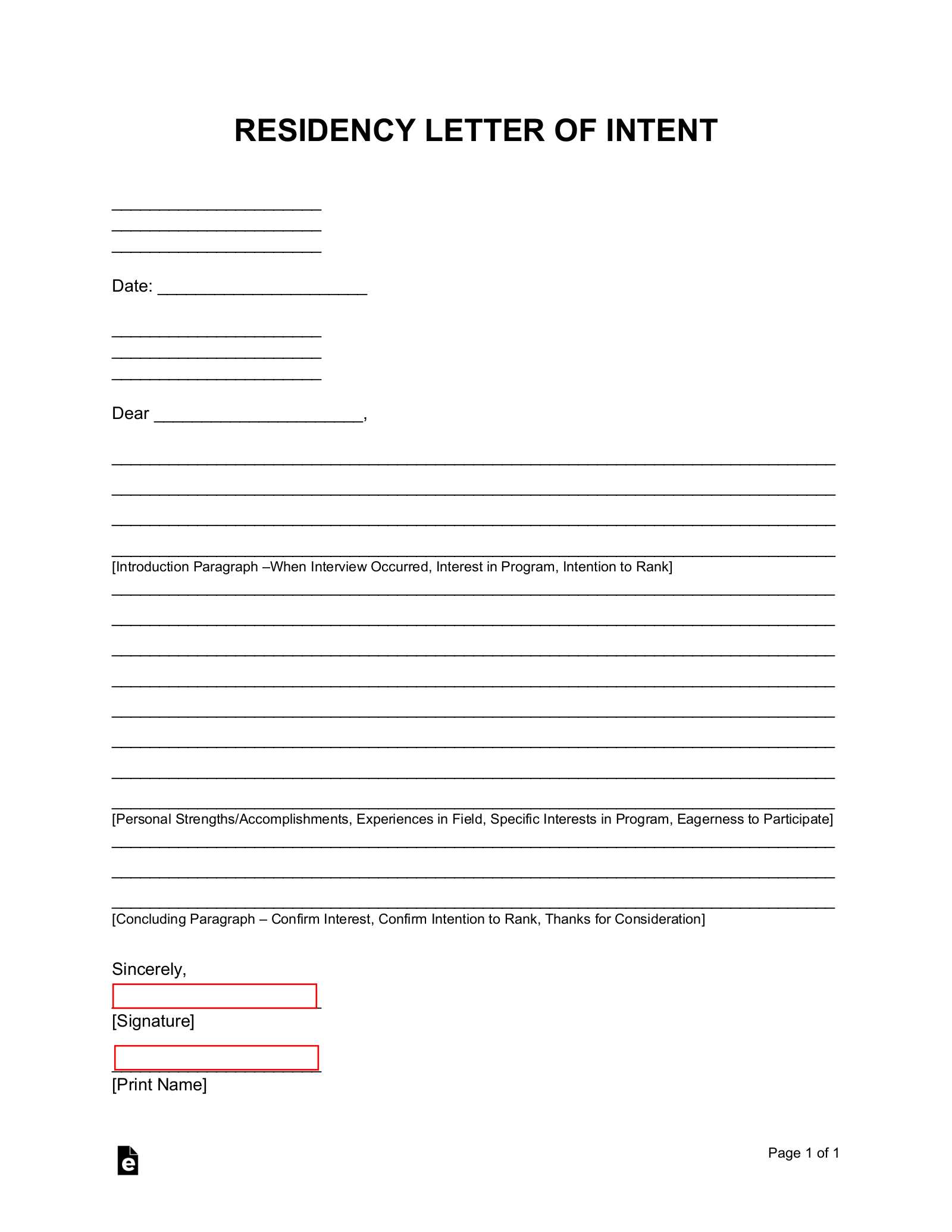 letter of residence template