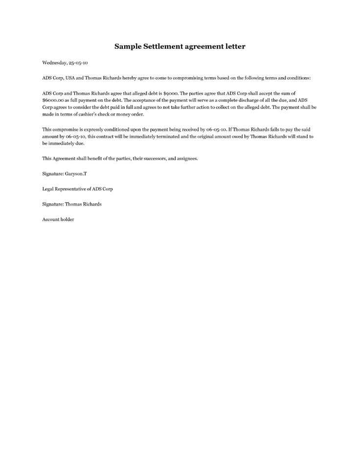 letter of settlement template