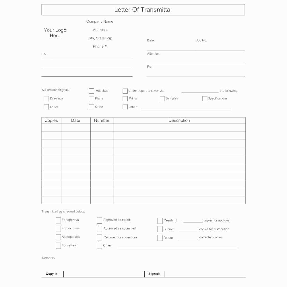 letter of transmittal form template