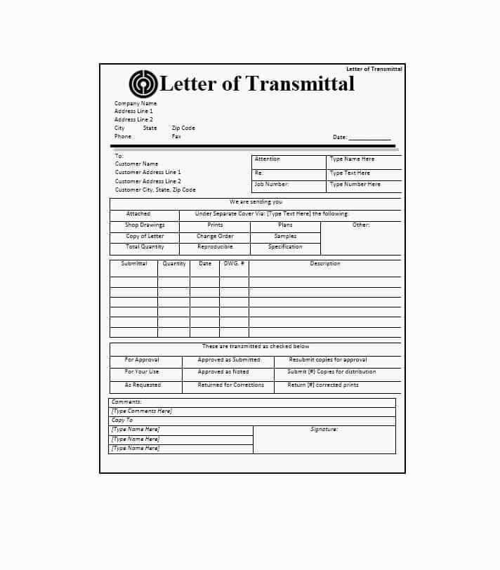 letter of transmittal template free download