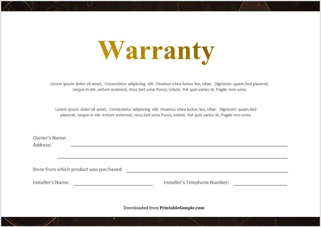 letter of warranty template