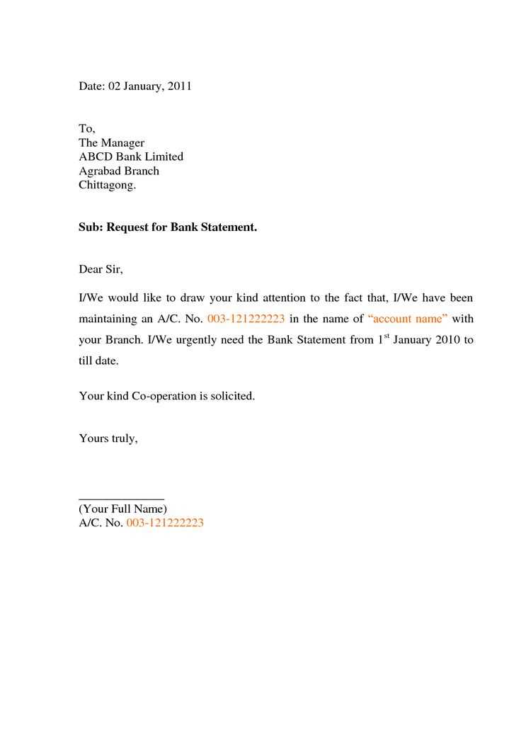 letter to a bank template