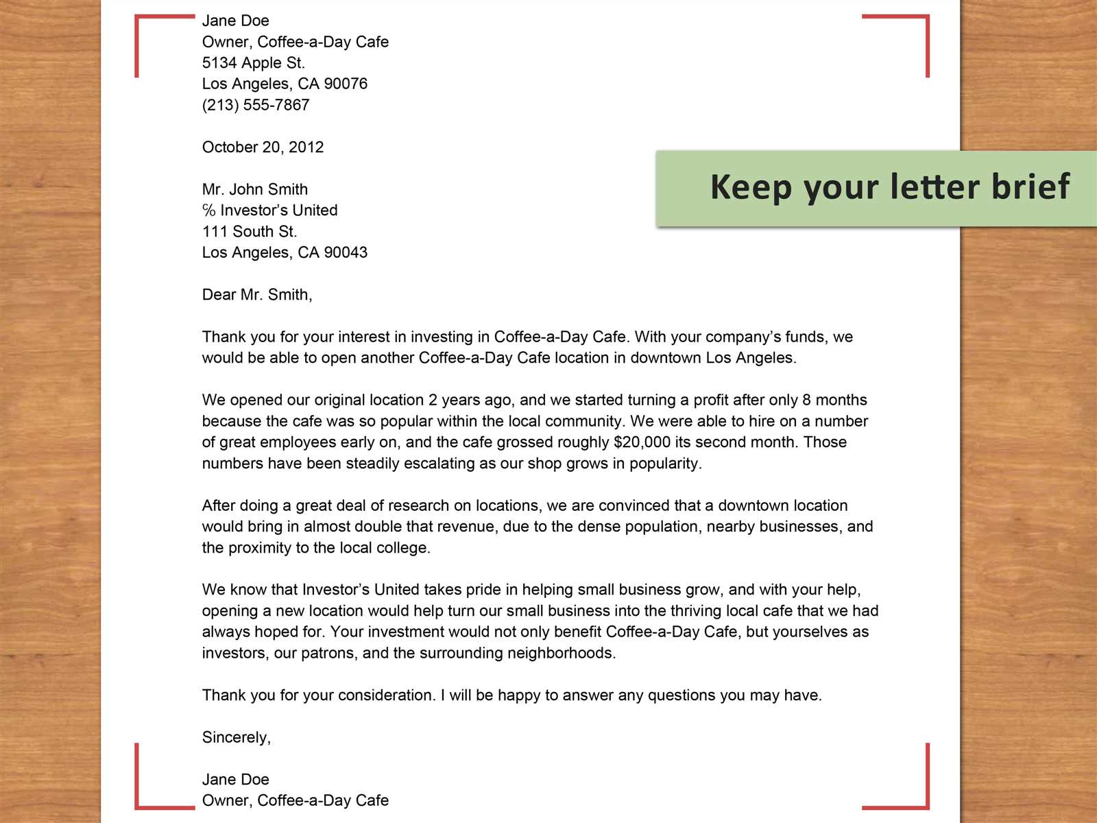 letter to a business template