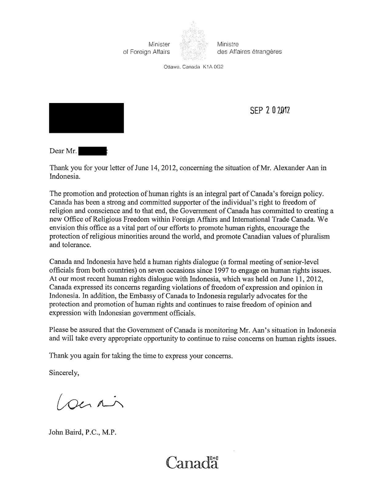 letter to government official template