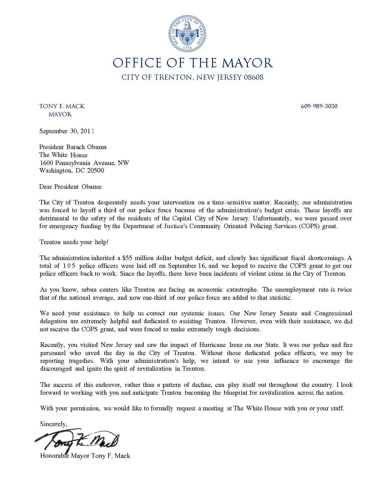letter to mayor template