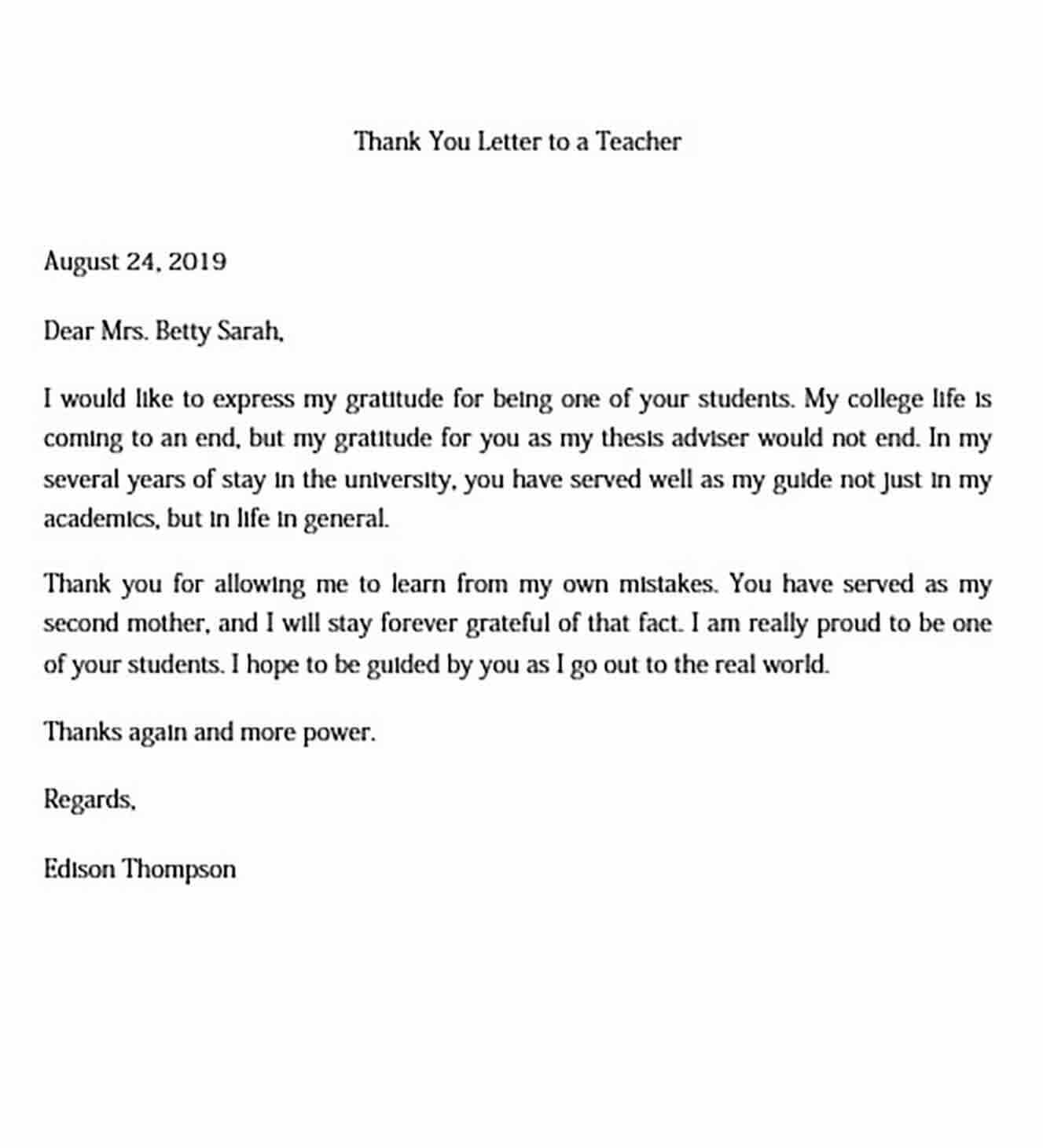 letter to my teacher template