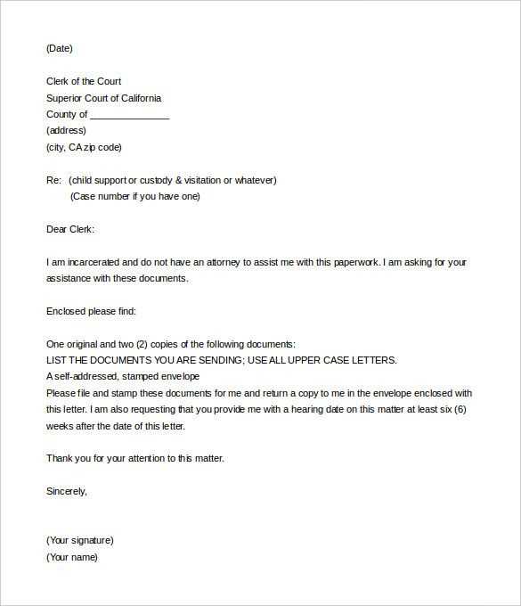 letter to the courts template