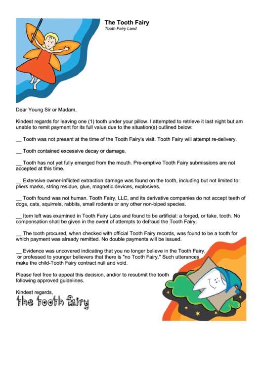 letter to the tooth fairy template