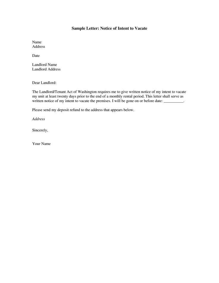 letter to vacate apartment template