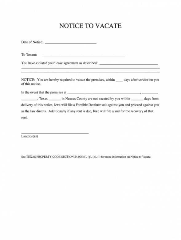letter to vacate template