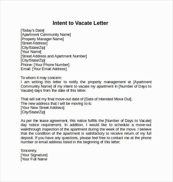 letter to vacate template
