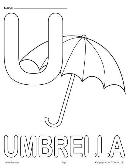 letter u umbrella craft template