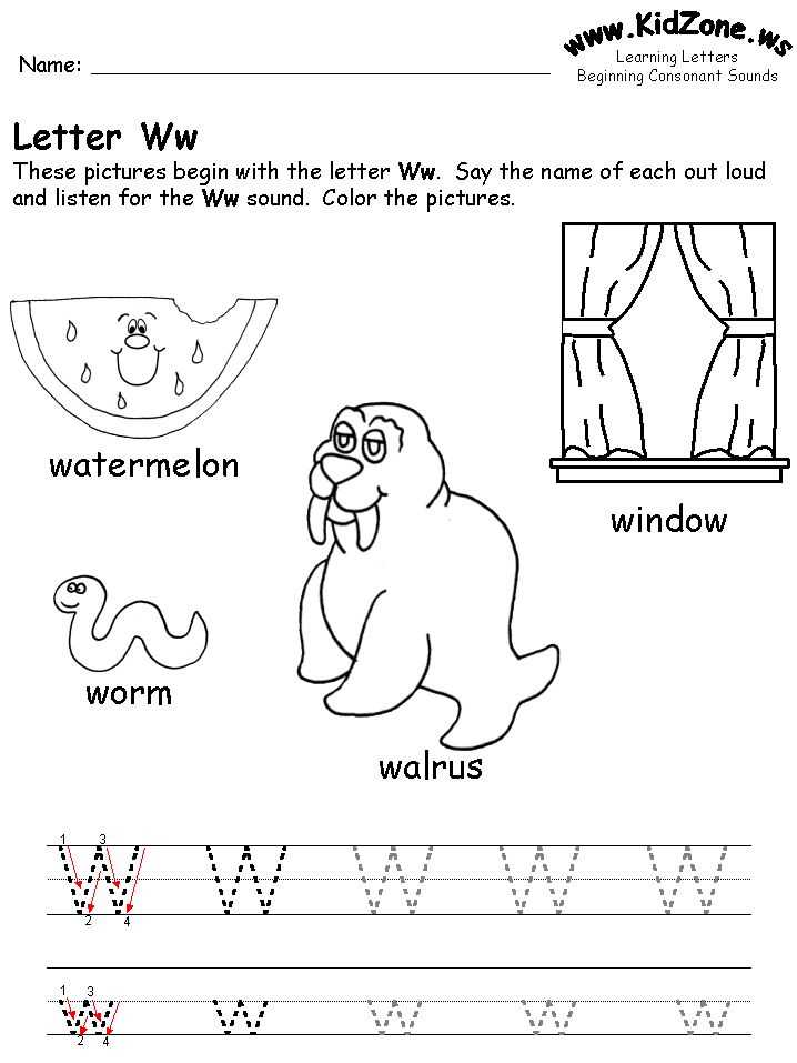 letter w template preschool