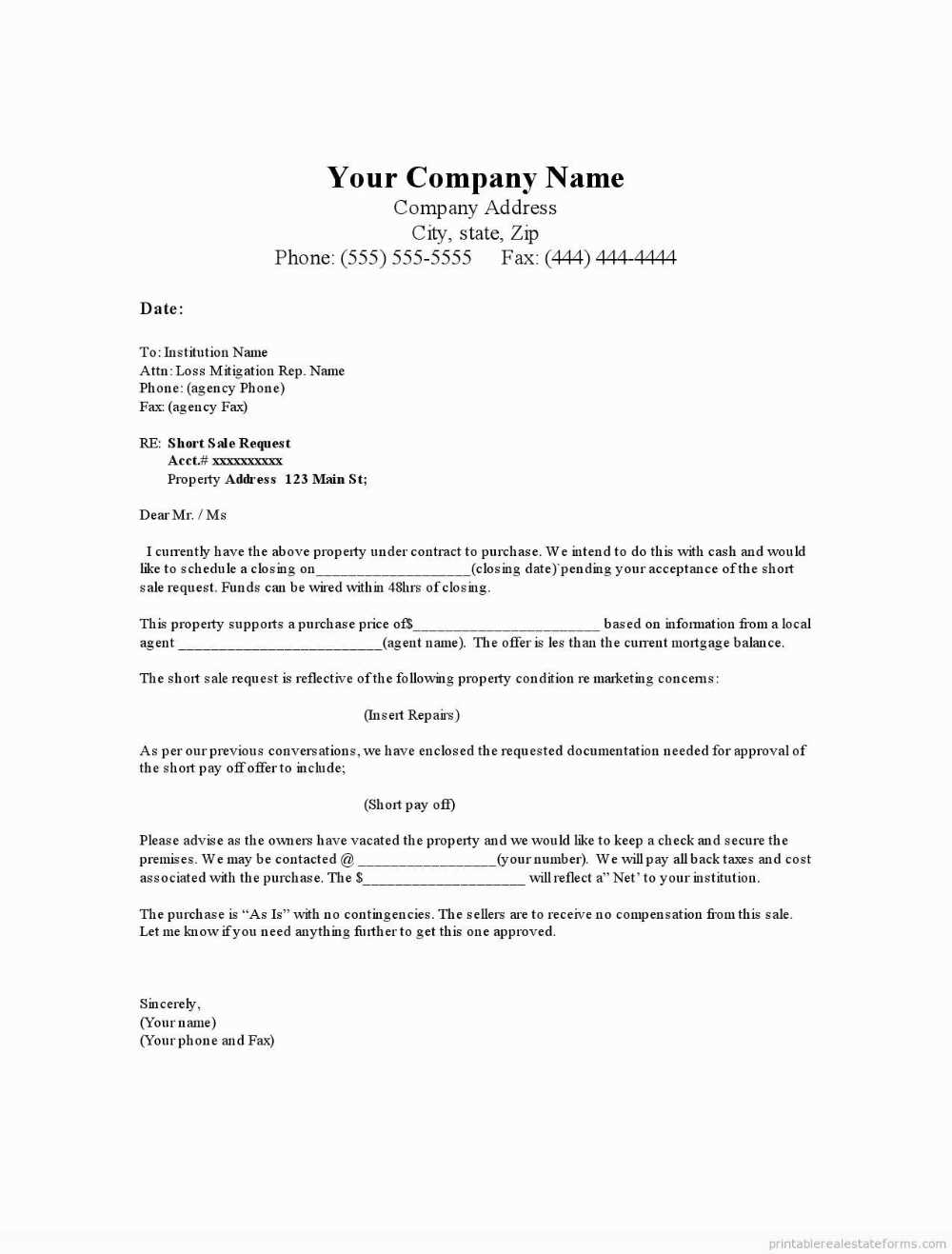 real estate offer letter template