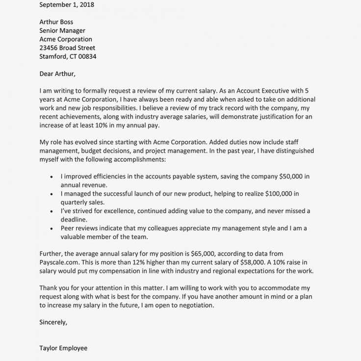 salary review letter template to employee