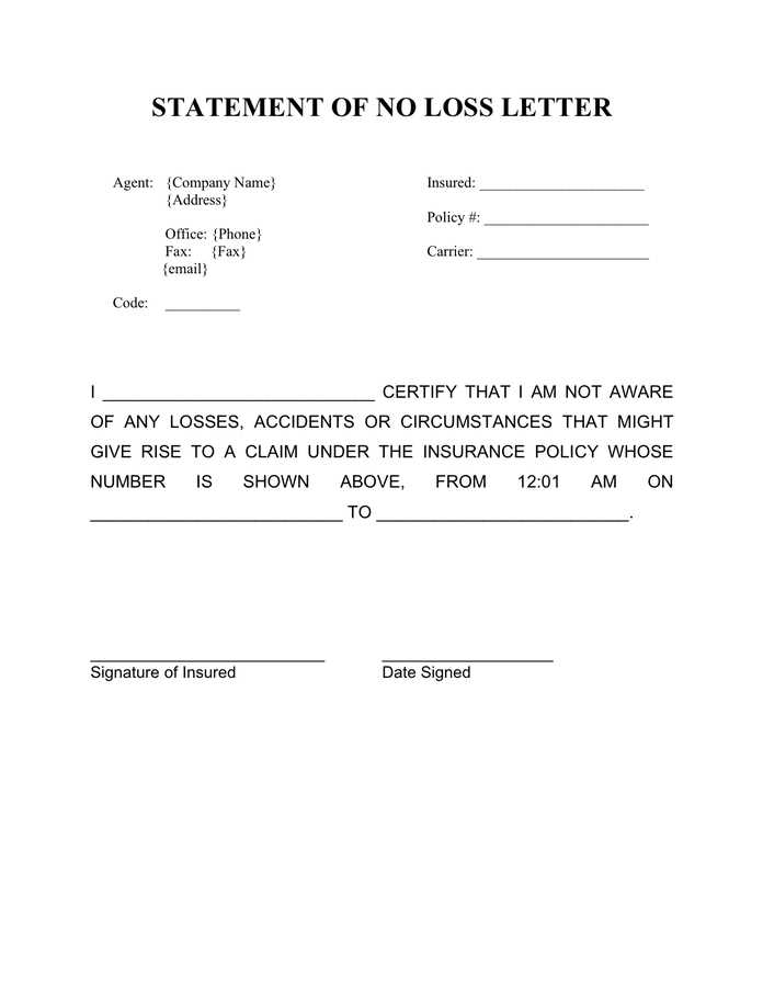 loss of benefits letter template