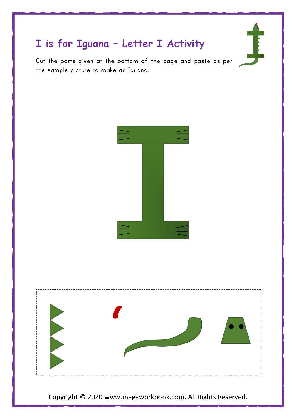 iguana letter i craft template