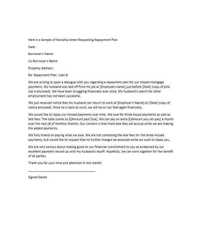 loan modification hardship letter template