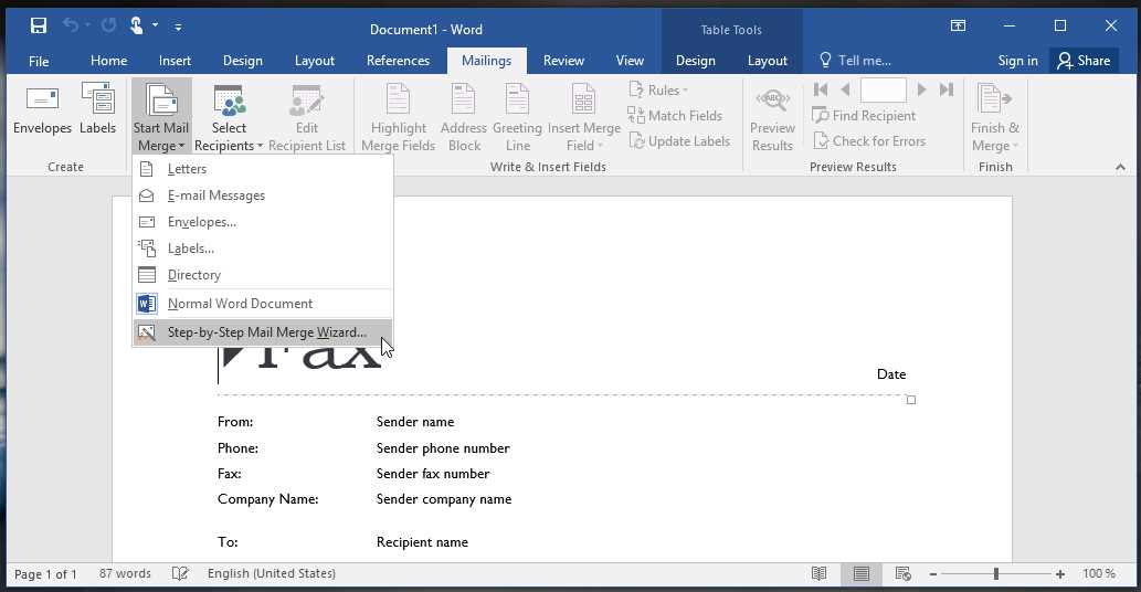 mail merge from excel to word letter template