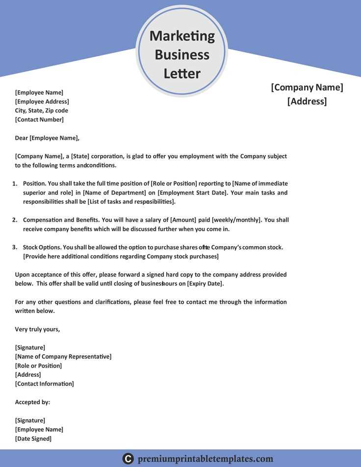 marketing letter template free