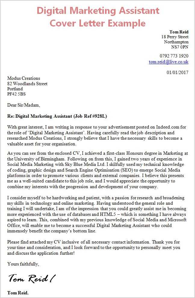 marketing manager cover letter template