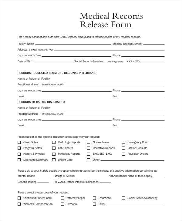 medical records release letter template