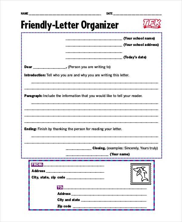 template of a friendly letter