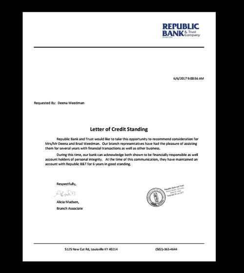 bank letter of credit template