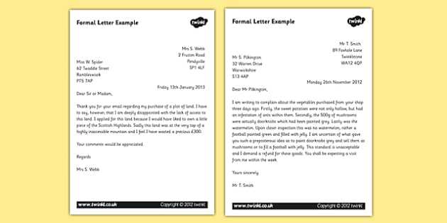 formal letter format template free
