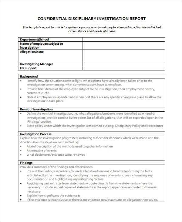 employee investigation letter template