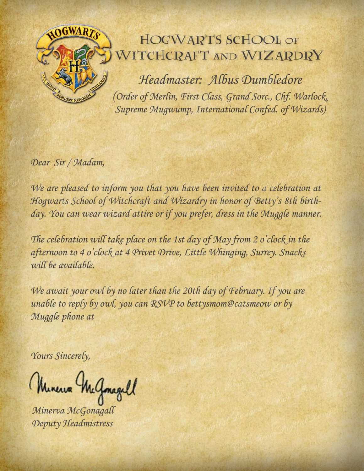 letter to hogwarts template