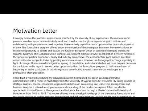 motivation letter template for master degree