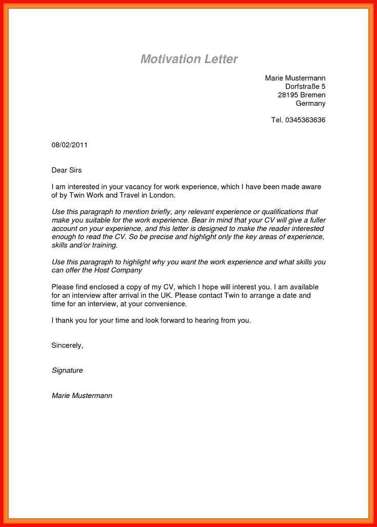 motivational letter for job template