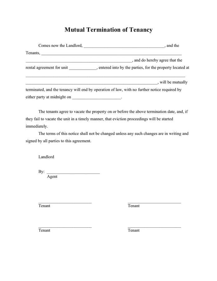 mutual termination of contract letter template