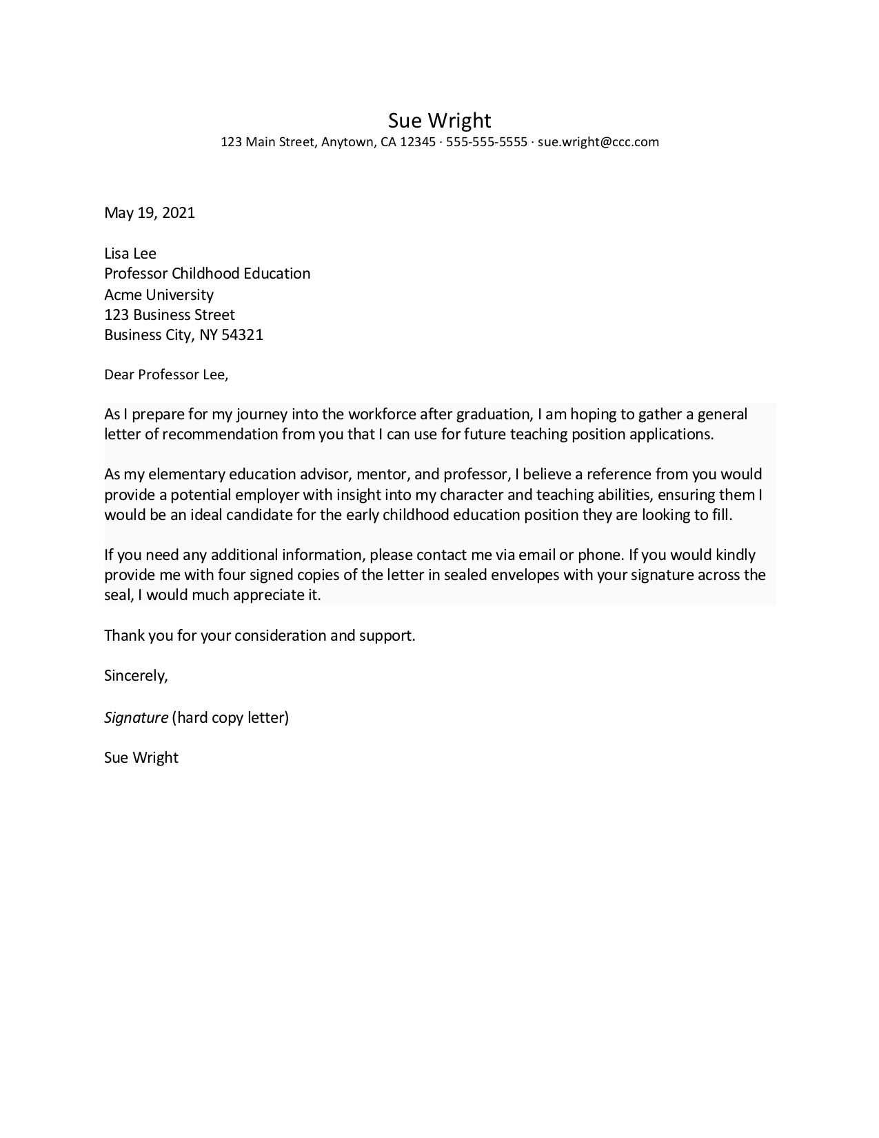 how to write a letter of recommendation for yourself template