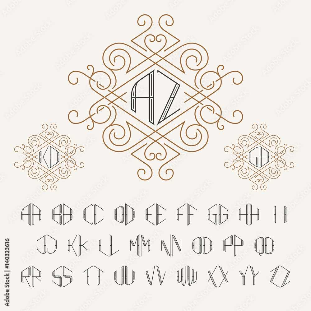 three letter monogram template