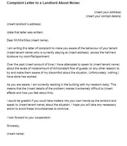 neighbour complaint letter template