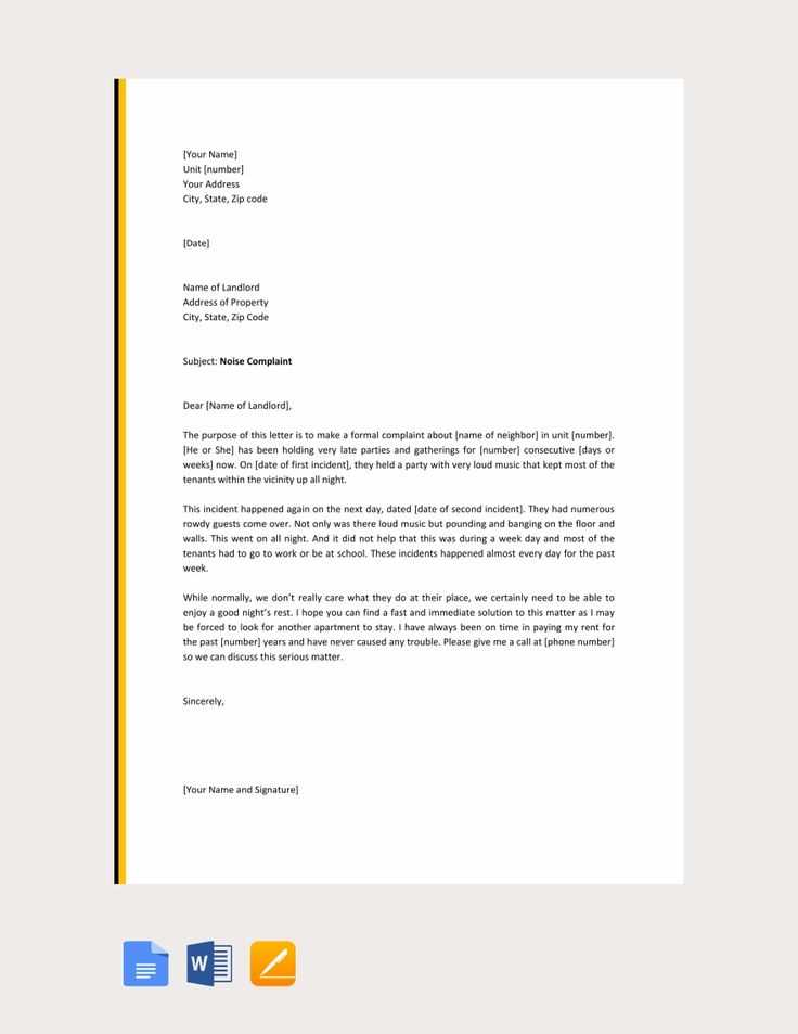 neighbour complaint letter template
