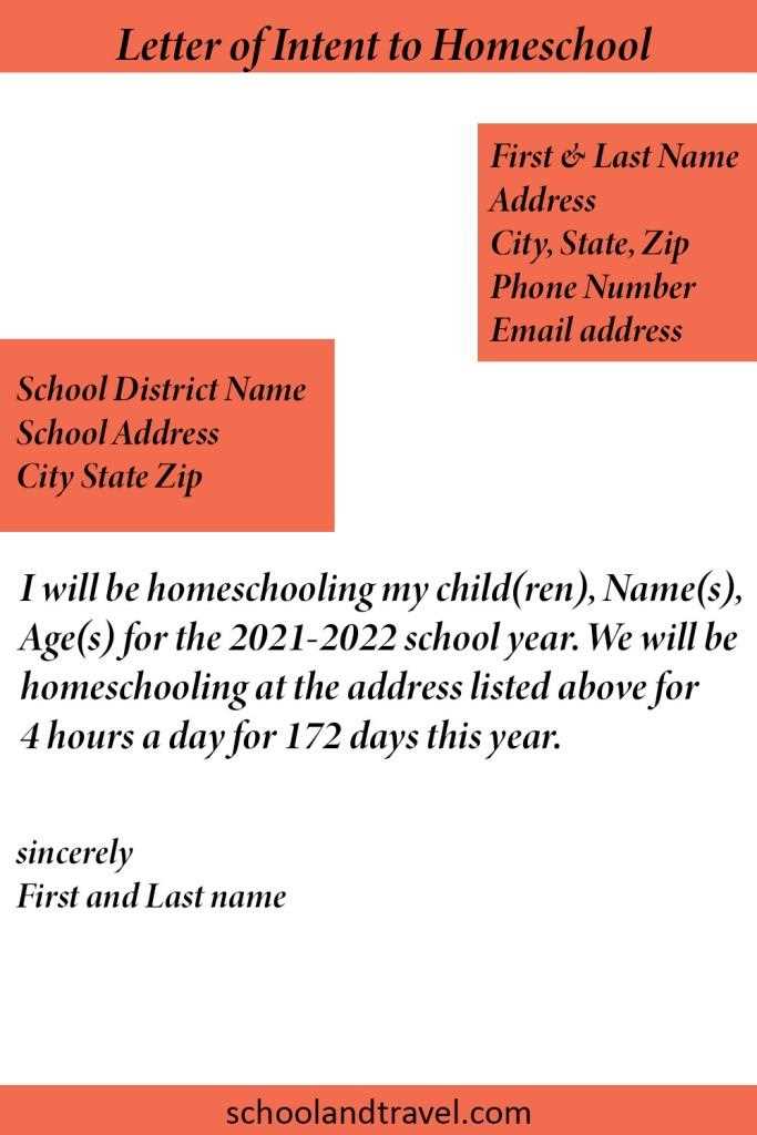 homeschool letter of intent template