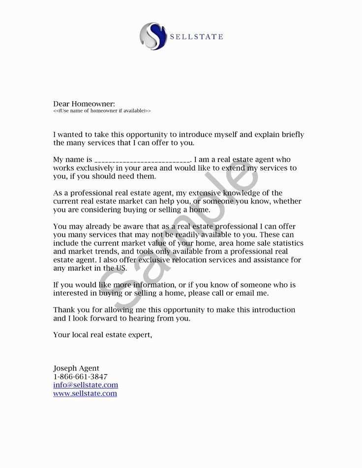 real estate marketing letter templates