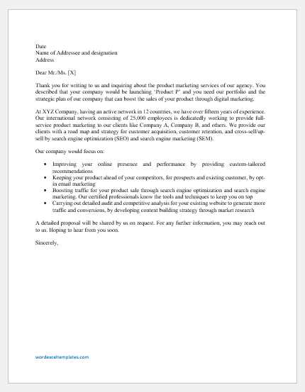 product proposal letter template