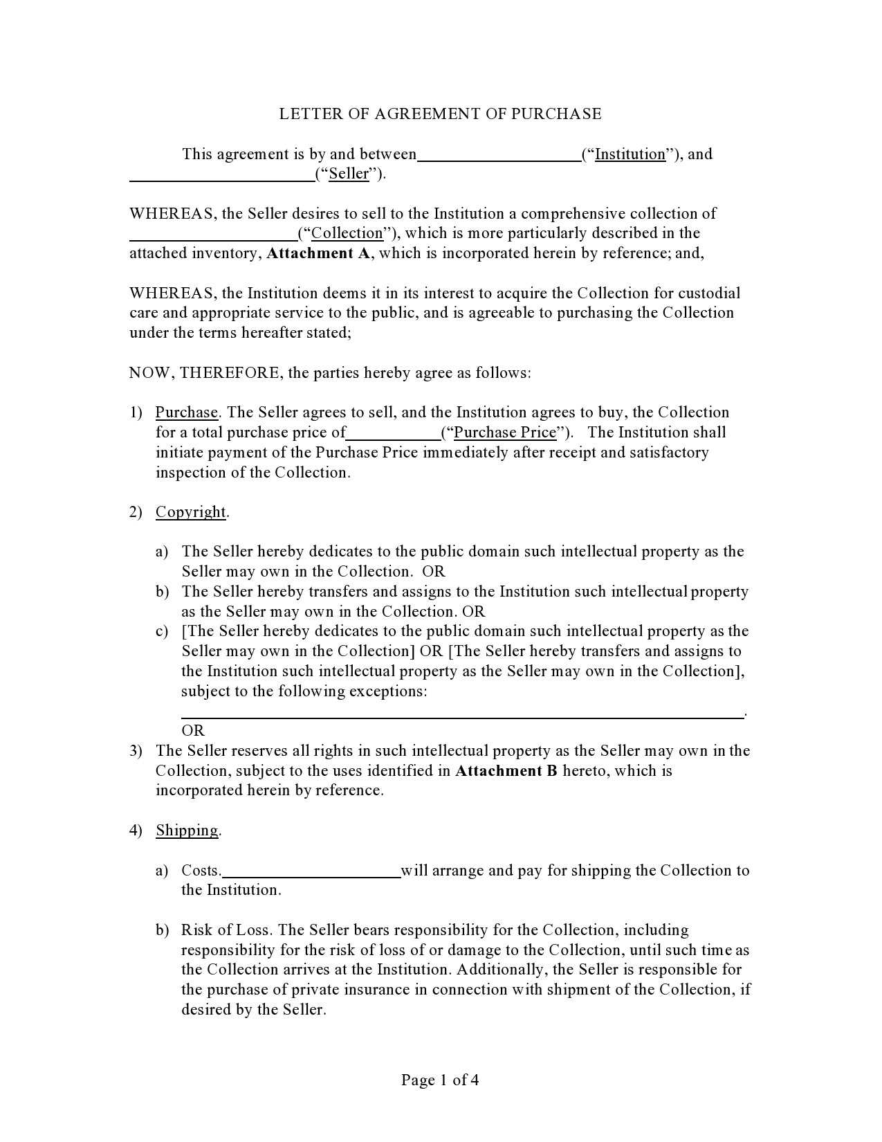 letter of agreement template free