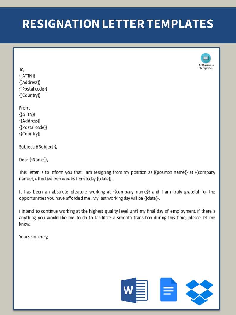 resignation letter templates word