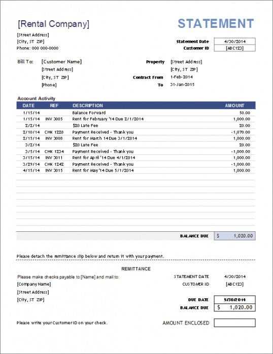 billing statement letter template