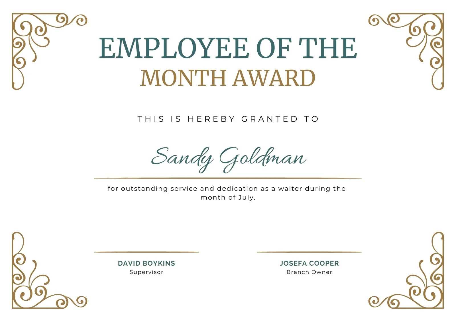 employee of the month template letter