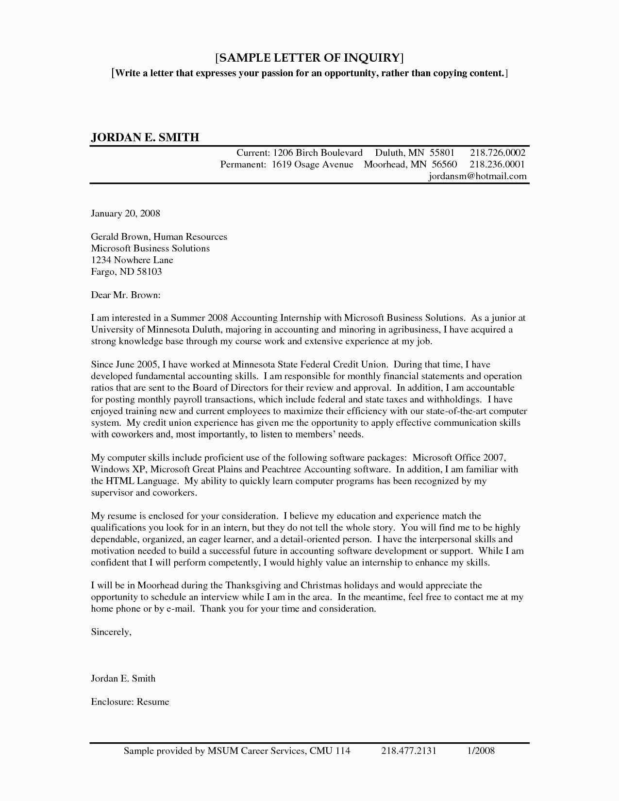 inquiry letter template