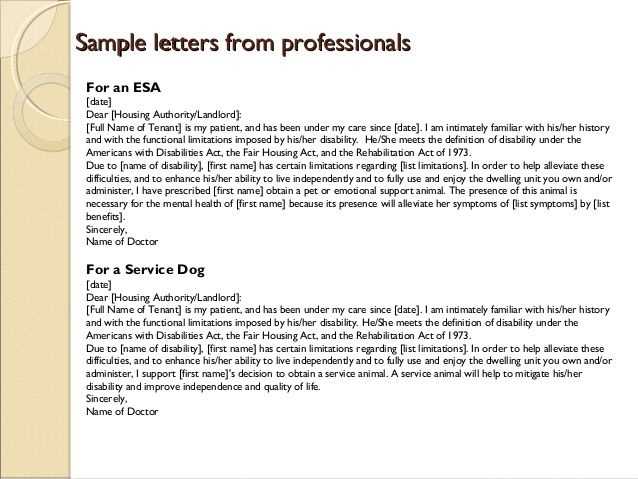 emotional support animal letter template housing