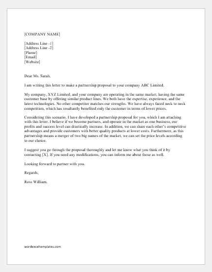 business partnership proposal letter template