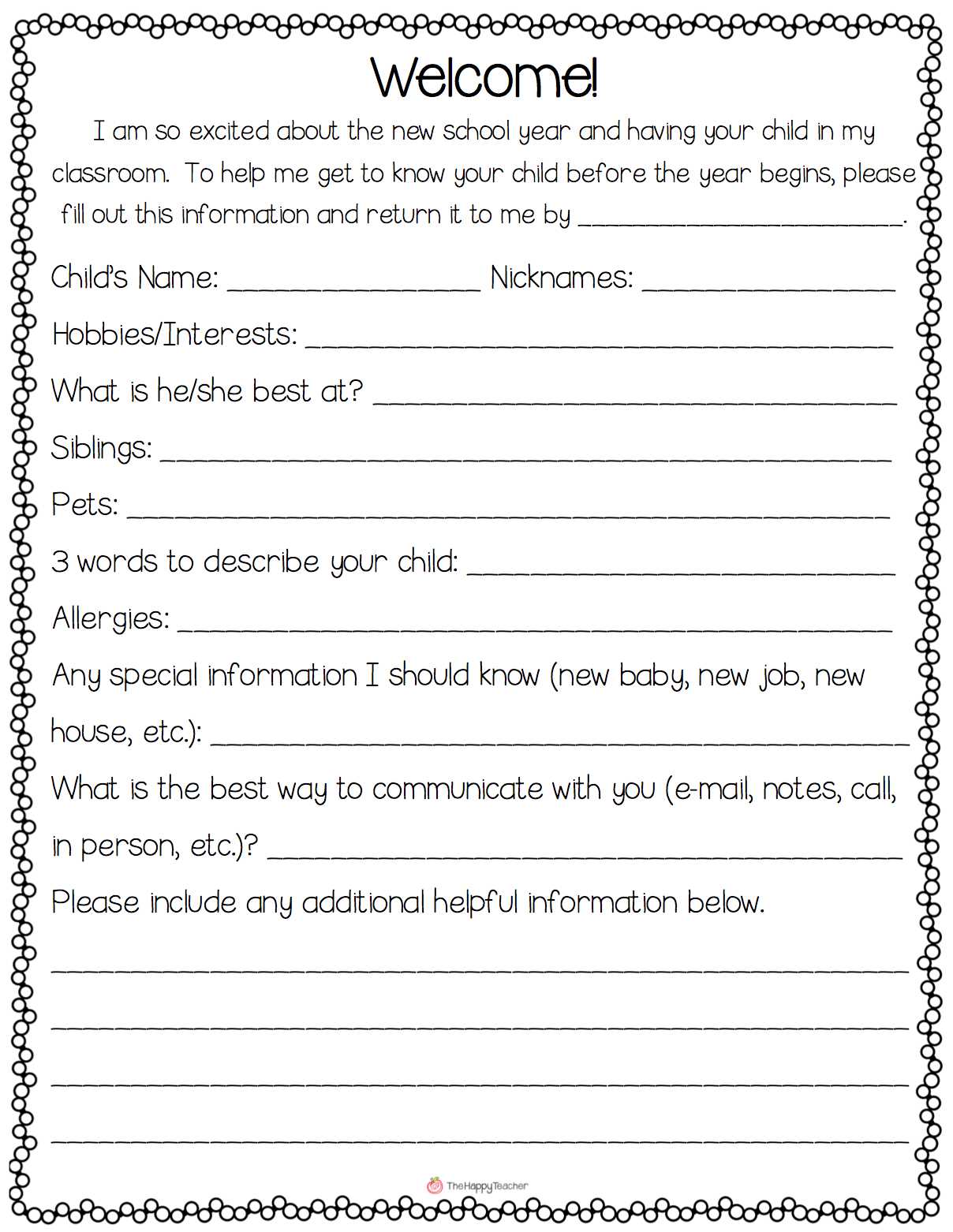 daycare letter to parents template